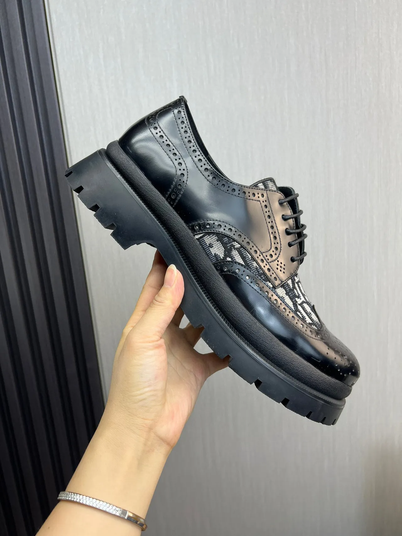 Dior Black White Monogrammed Chunky Lug Sole Brogue 2