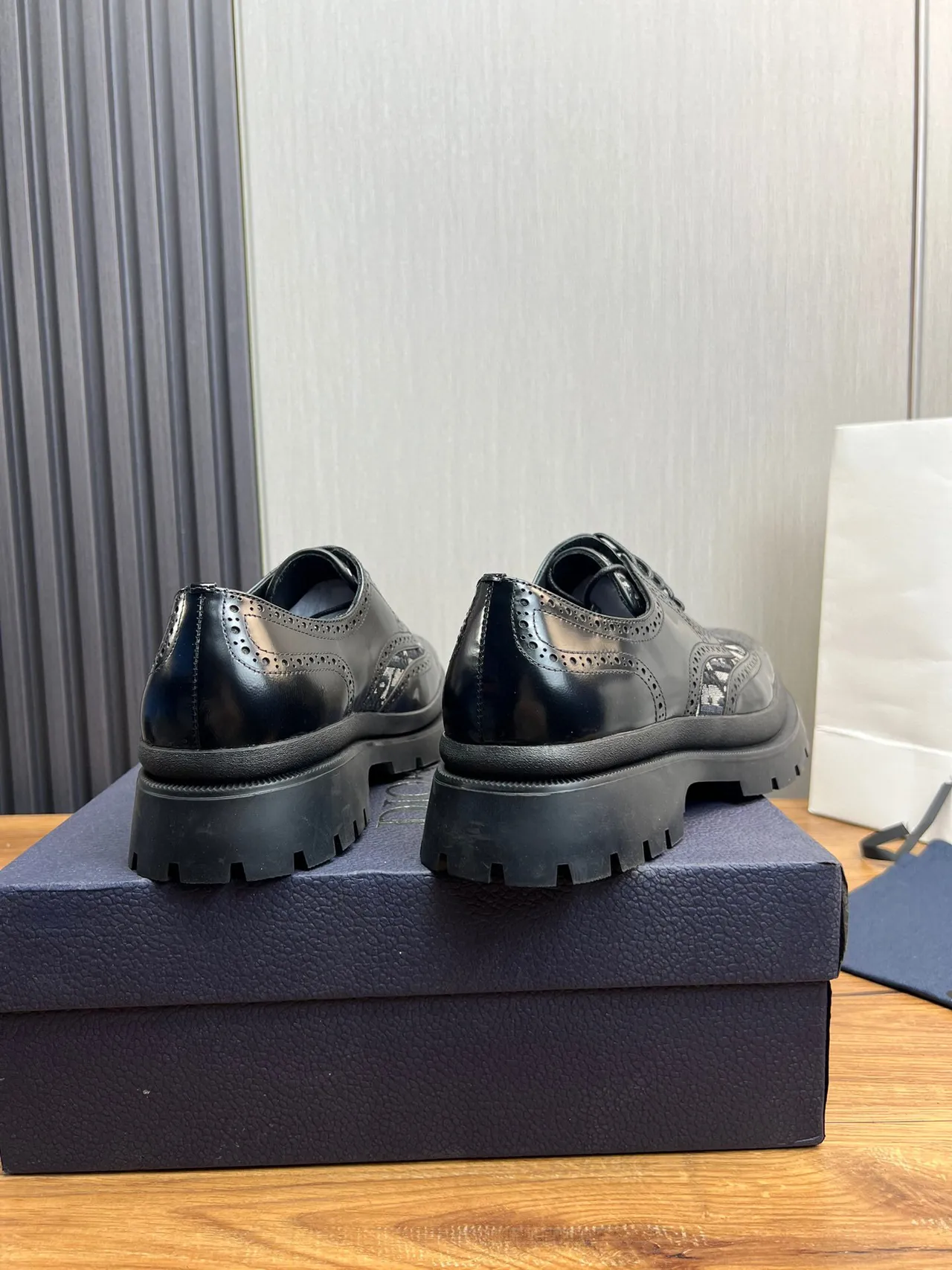 Dior Black White Monogrammed Chunky Lug Sole Brogue 9