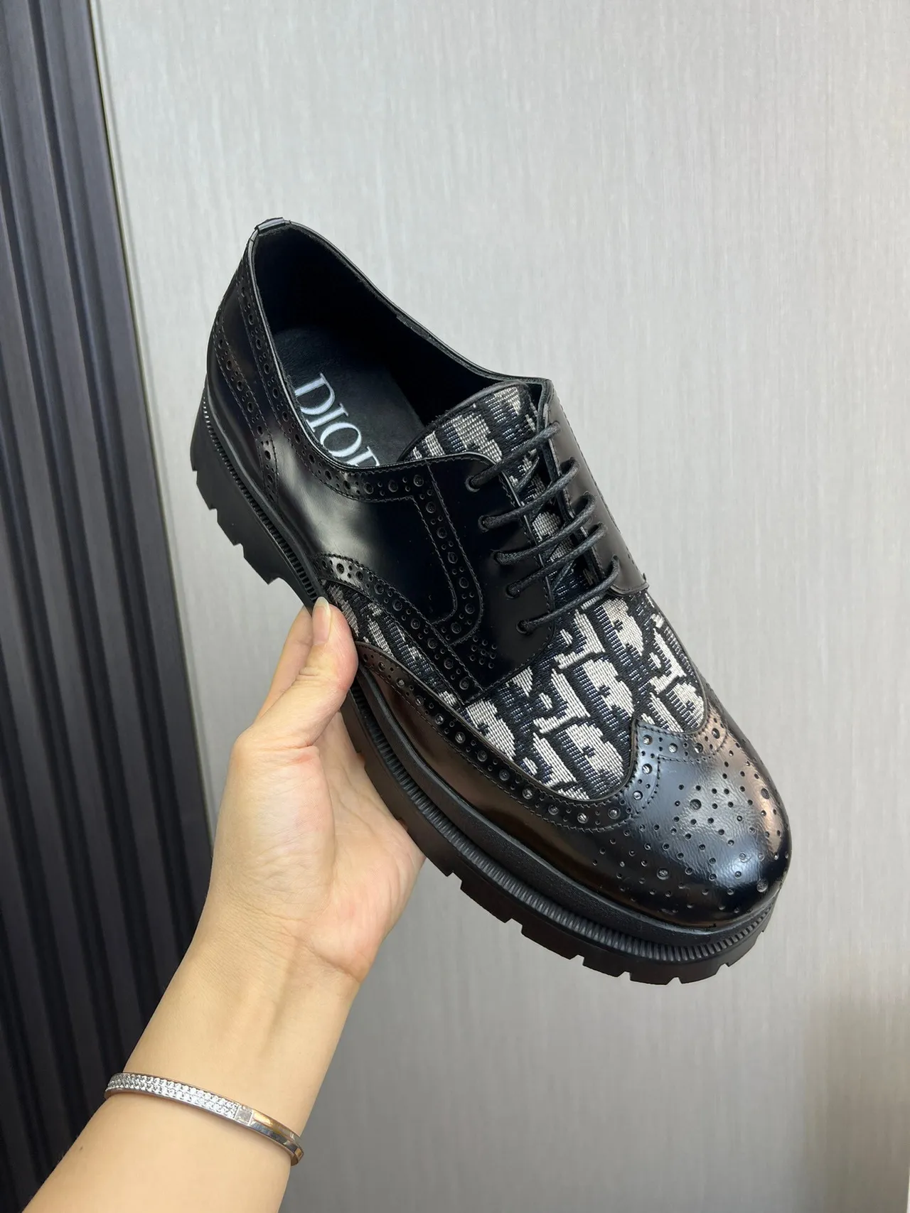 Dior Black White Monogrammed Chunky Lug Sole Brogue 4