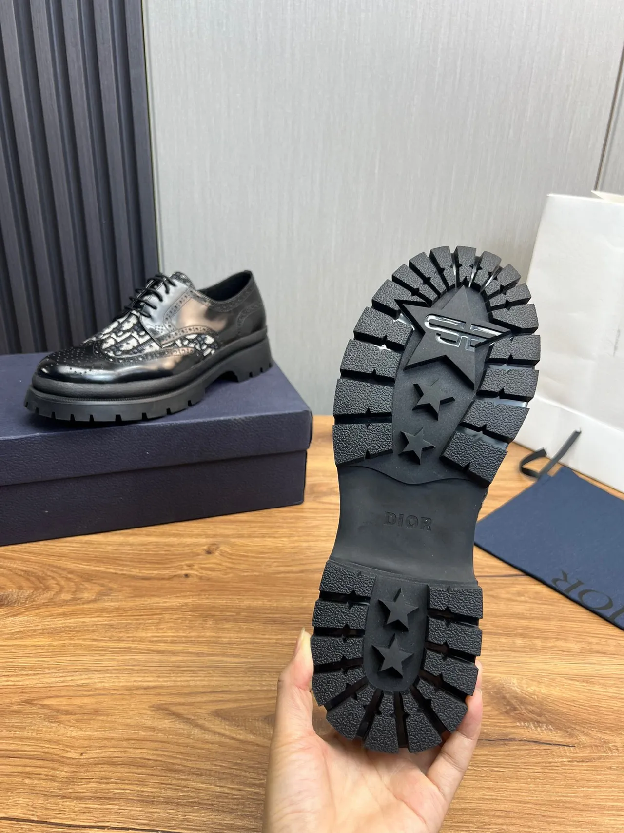 Dior Black White Monogrammed Chunky Lug Sole Brogue 6