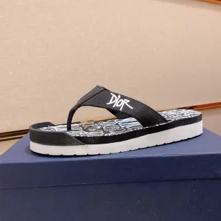 Dior Black White Platform Sole Monogrammed Insole Slippers