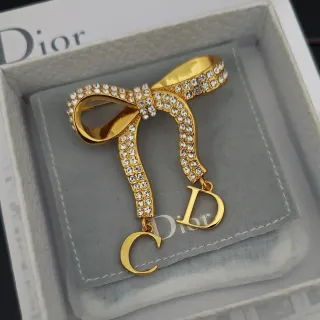 Dior Bow Crystal-Pavé CD Monogram Brooch