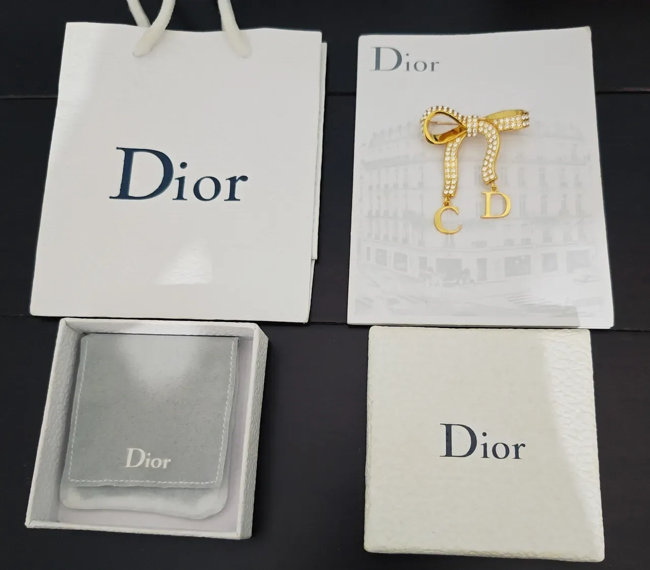 Dior Bow Crystal-Pavé CD Monogram Brooch 3