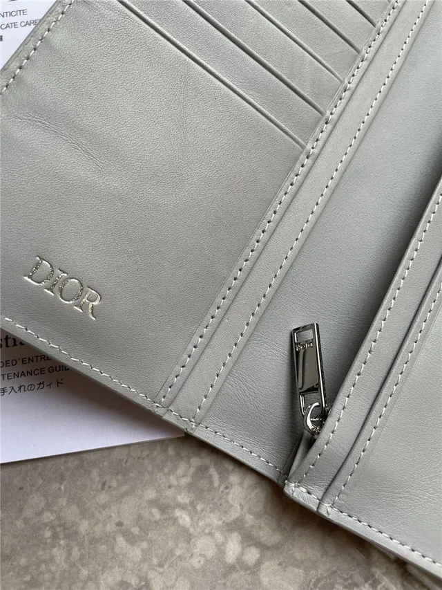 Dior Brown Beige Geometric Monogram Embossed Logo Long Wallet 12
