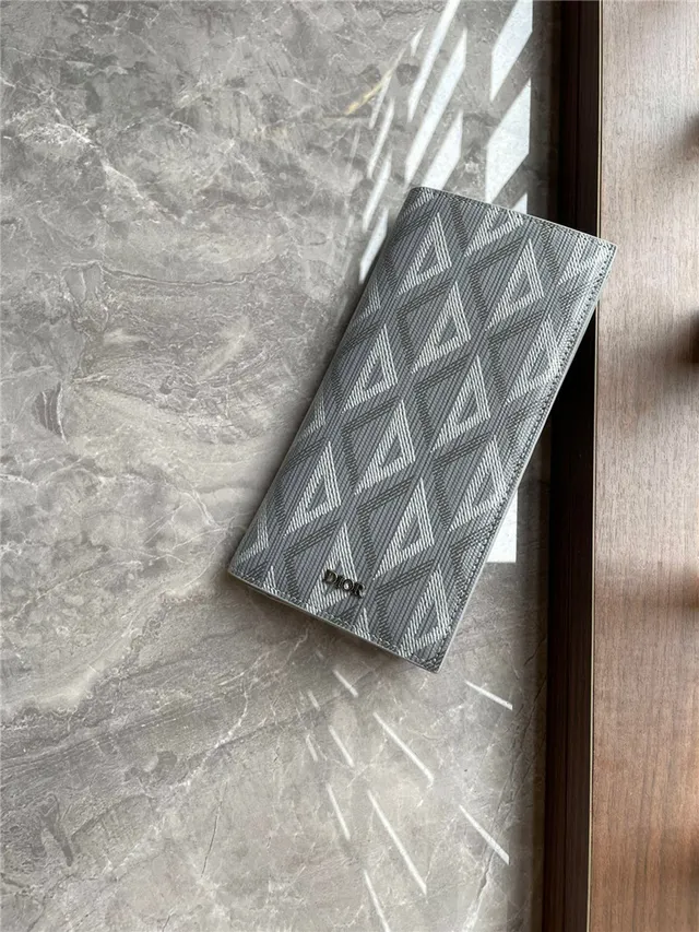 Dior Brown Beige Geometric Monogram Embossed Logo Long Wallet 18