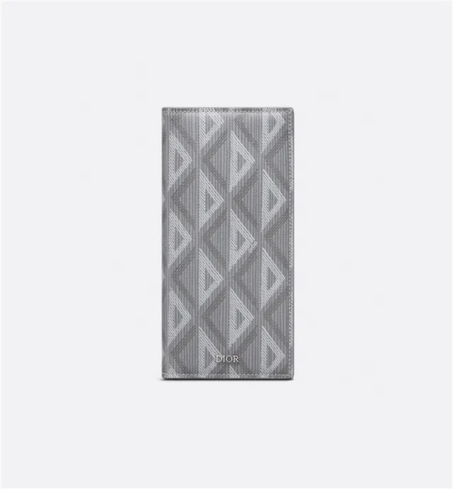 Dior Brown Beige Geometric Monogram Embossed Logo Long Wallet 23