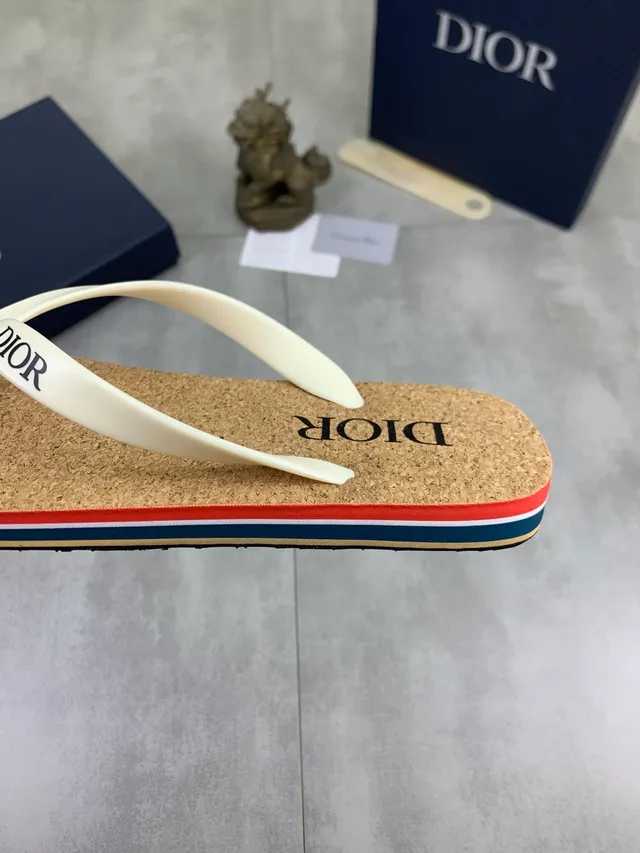 Dior Brown Black Cork Sole Thong Strap Slippers 2