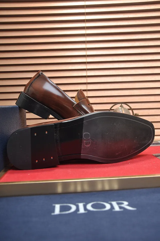 Dior Brown Black Embossed Oblique Pattern Penny Strap Loafer 3