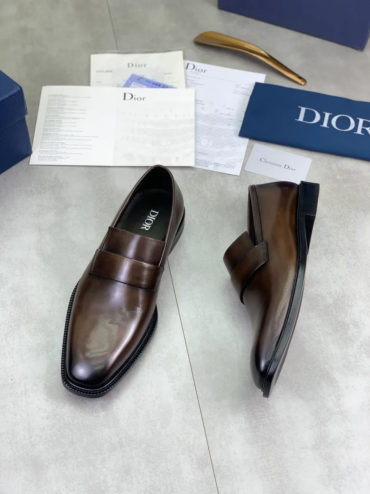 Dior Brown Leather Strap Loafer 4