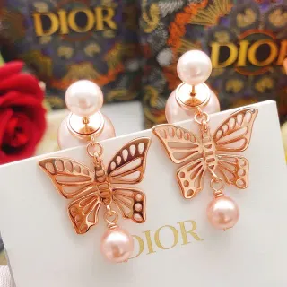 Dior Butterfly Pearl Drop Earrings