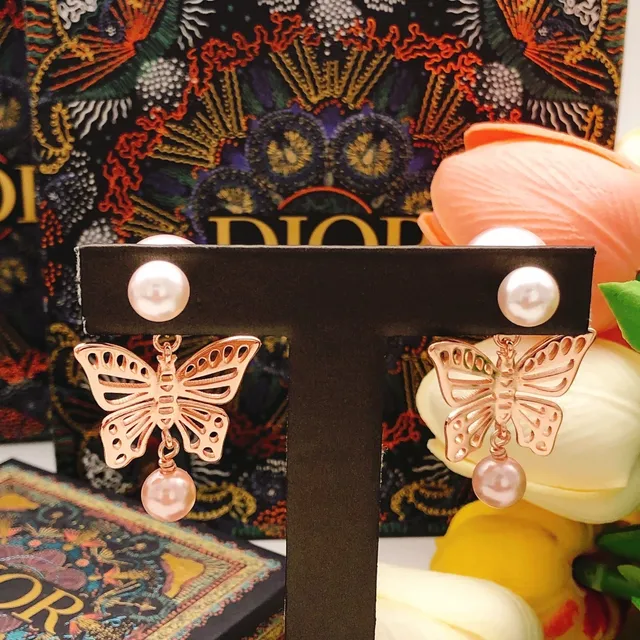 Dior Butterfly Pearl Drop Earrings 2