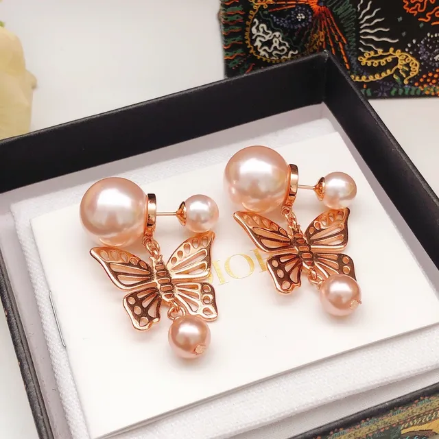 Dior Butterfly Pearl Drop Earrings 3