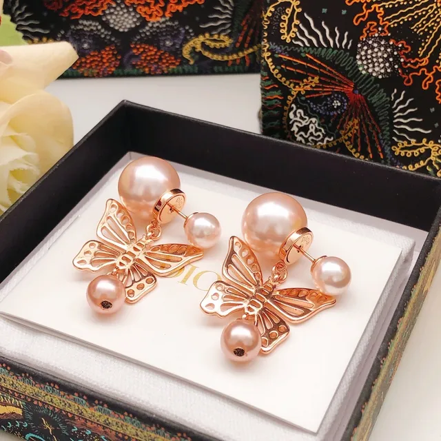 Dior Butterfly Pearl Drop Earrings 4