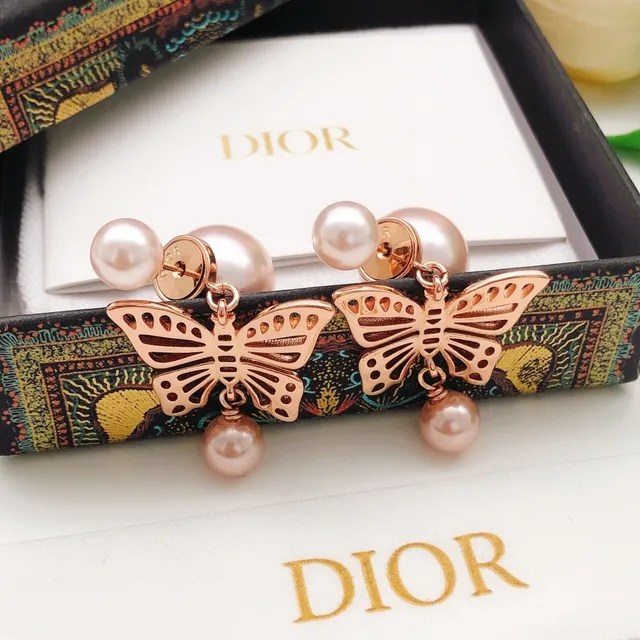 Dior Butterfly Pearl Drop Earrings 5