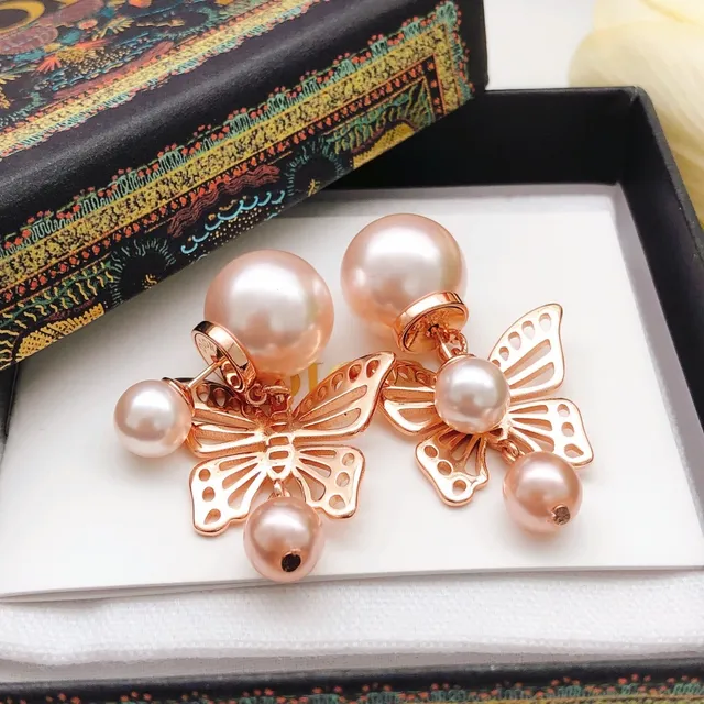 Dior Butterfly Pearl Drop Earrings 6