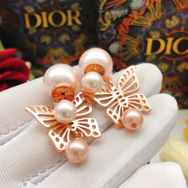 Dior Butterfly Pearl Drop Earrings 7