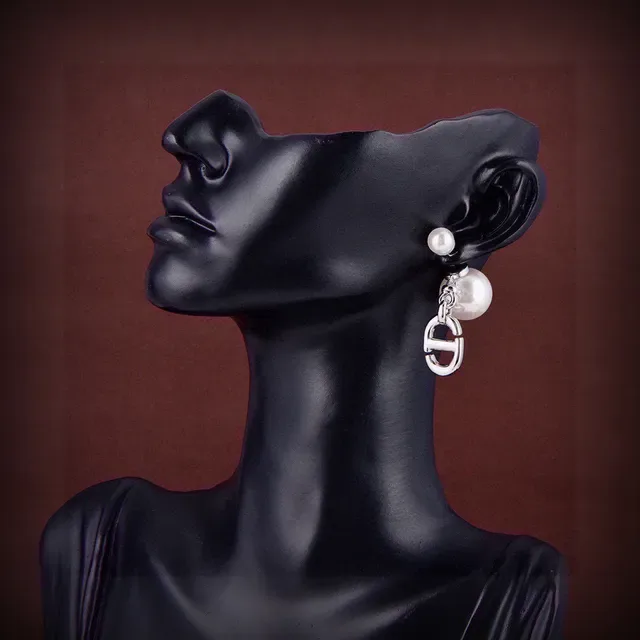 Dior CD Logo Pearl Drop Earrings 2