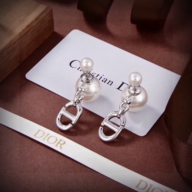 Dior CD Logo Pearl Drop Earrings 6