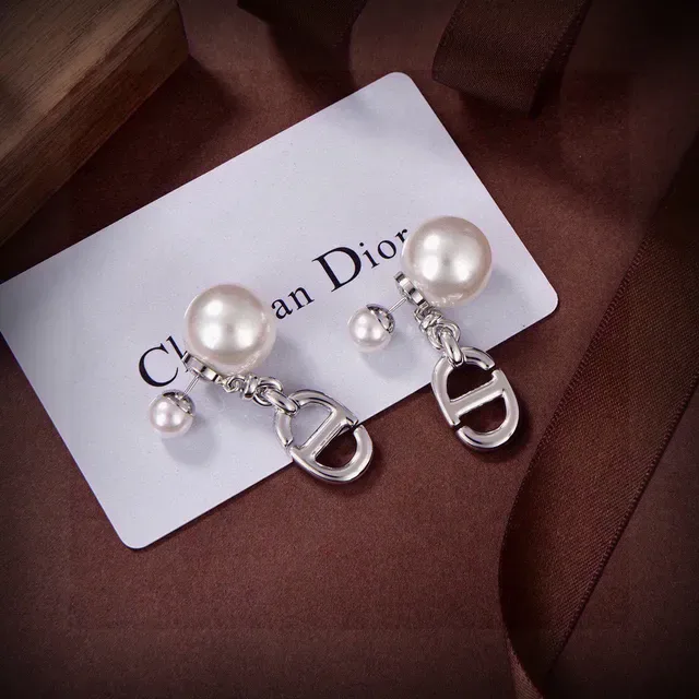 Dior CD Logo Pearl Drop Earrings 7