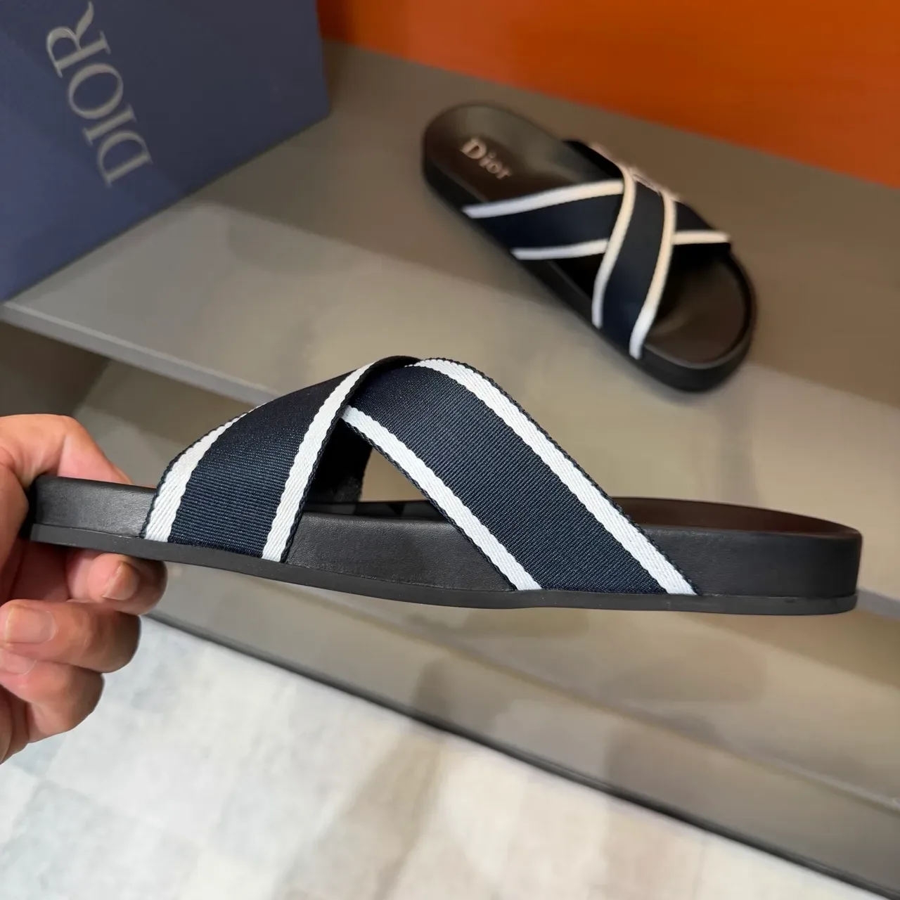 Dior Crossed-Strap Logo Slide Slippers 2