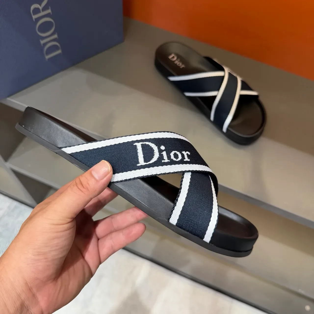 Dior Crossed-Strap Logo Slide Slippers 3