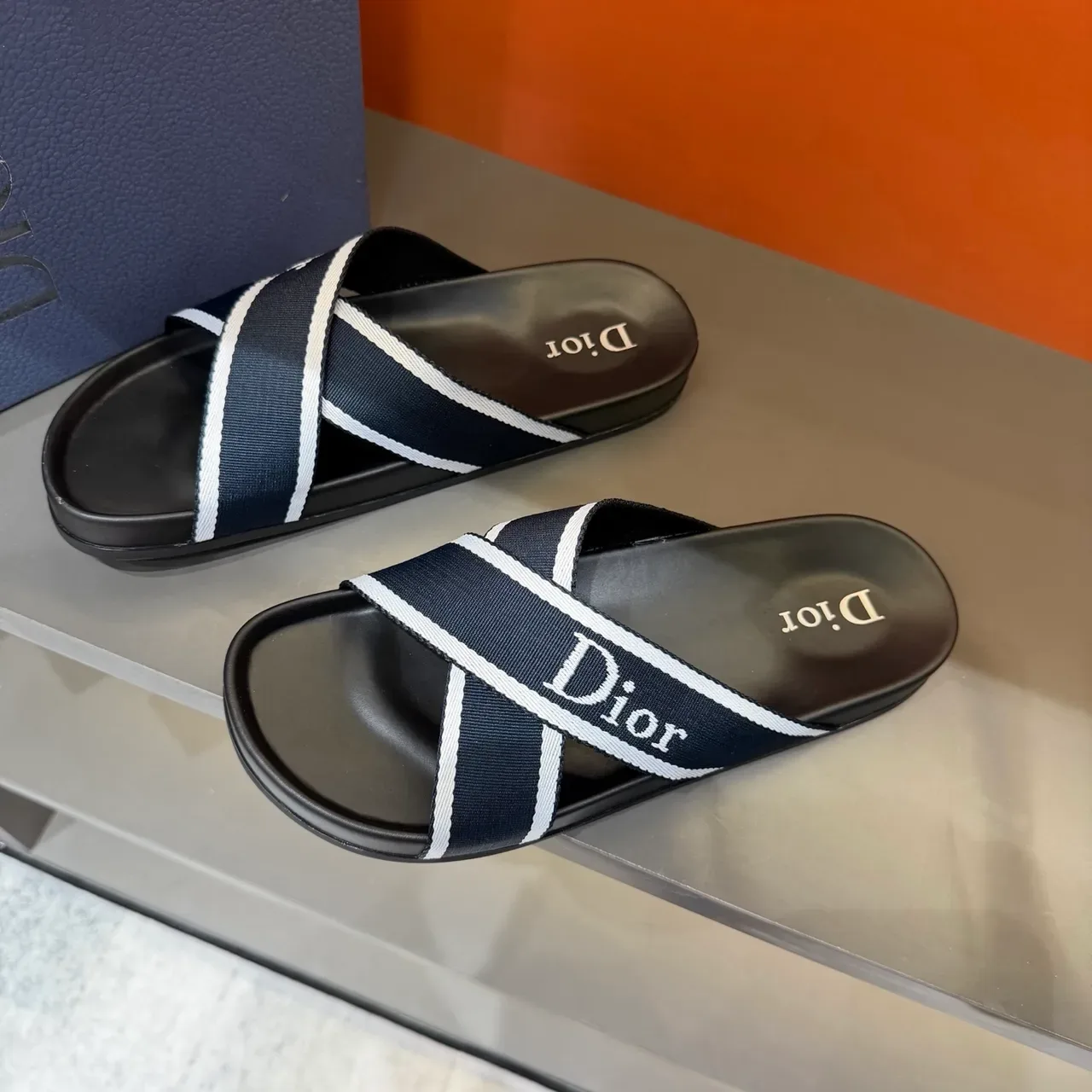 Dior Crossed-Strap Logo Slide Slippers 4