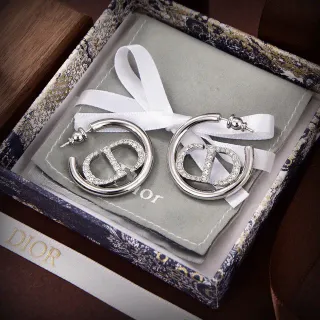 Dior Crystal-Pavé CD Hoop Earrings