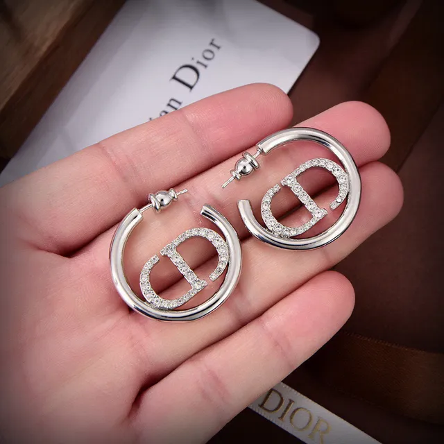 Dior Crystal-Pavé CD Hoop Earrings 2