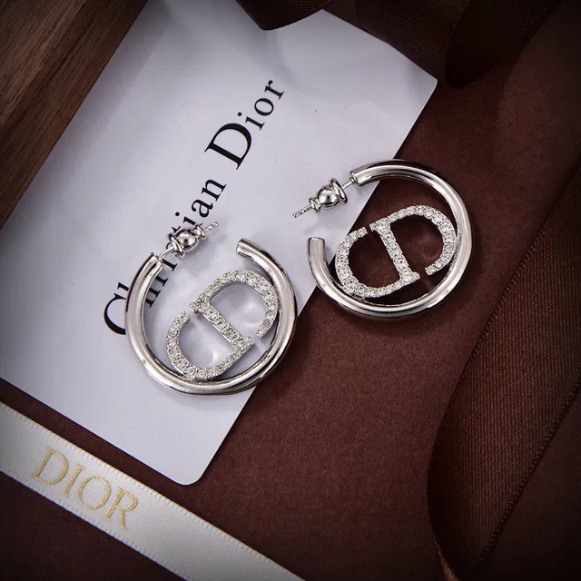 Dior Crystal-Pavé CD Hoop Earrings 3