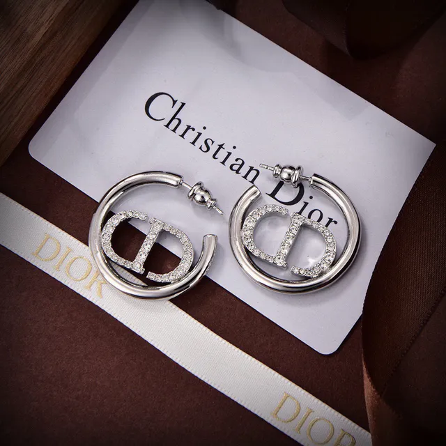 Dior Crystal-Pavé CD Hoop Earrings 4