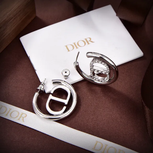 Dior Crystal-Pavé CD Hoop Earrings 5