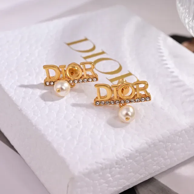 Dior Dio(r)evolution Gold-Tone Logo Bar Pearl Drop Earrings 6