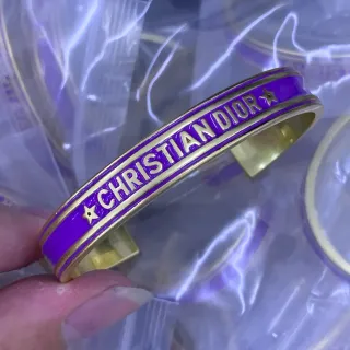 Dior Enamel Cuff Bracelet Purple and Gold Bracelets