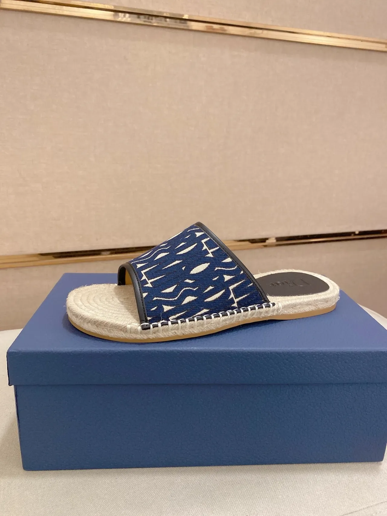 Dior Espadrille Slide Beige Multicolor Sole Geometric Monogram Strap Slippers 11