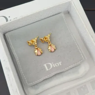Dior Gold Pink Cabochon Earrings