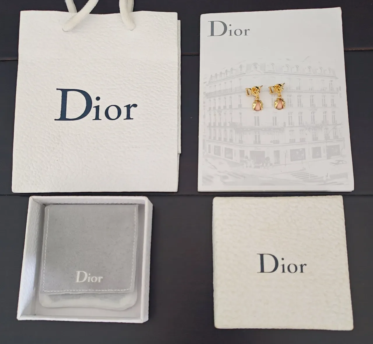 Dior Gold Pink Cabochon Earrings 4