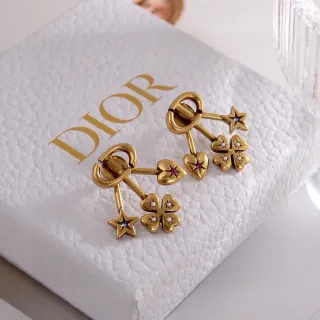 Dior Gold-Tone Star Heart Clover Charm Earrings