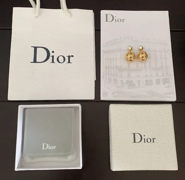 Dior Gold-Tone Woven Sphere Pearl Double-Sided Earrings 4