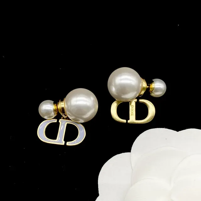 Dior Collier Camellia Motif Chaîne CD-Link Or Blanc 2