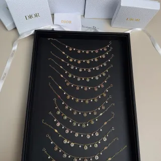 Dior Gold White Chain Dangling Compass-Star Charms Bracelet