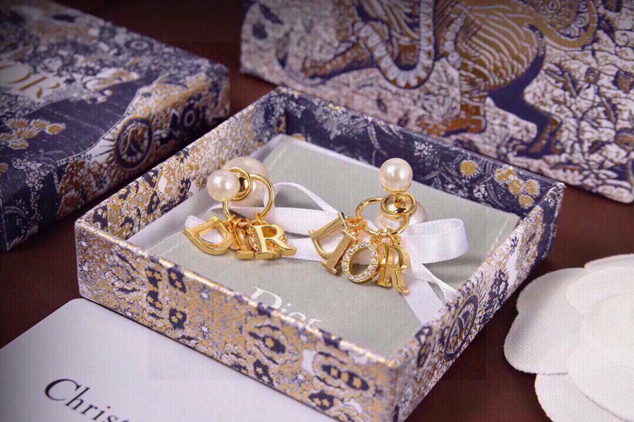 Dior Gold White Metal Double-Pearl Drop Earrings 3