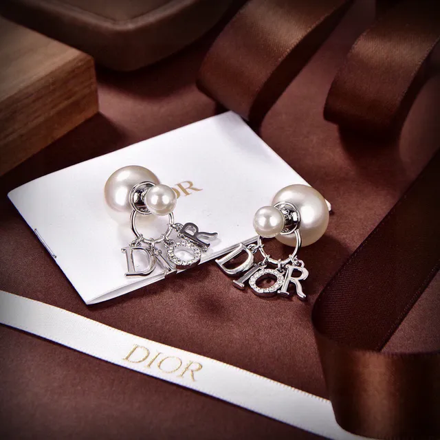 Dior Gold White Metal Double-Pearl Drop Earrings 4