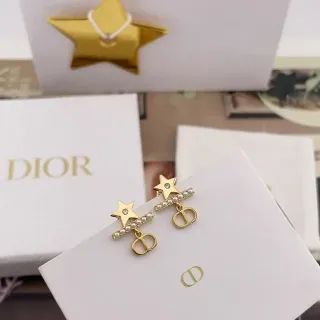 Dior Gold White Star-Shaped Earrings