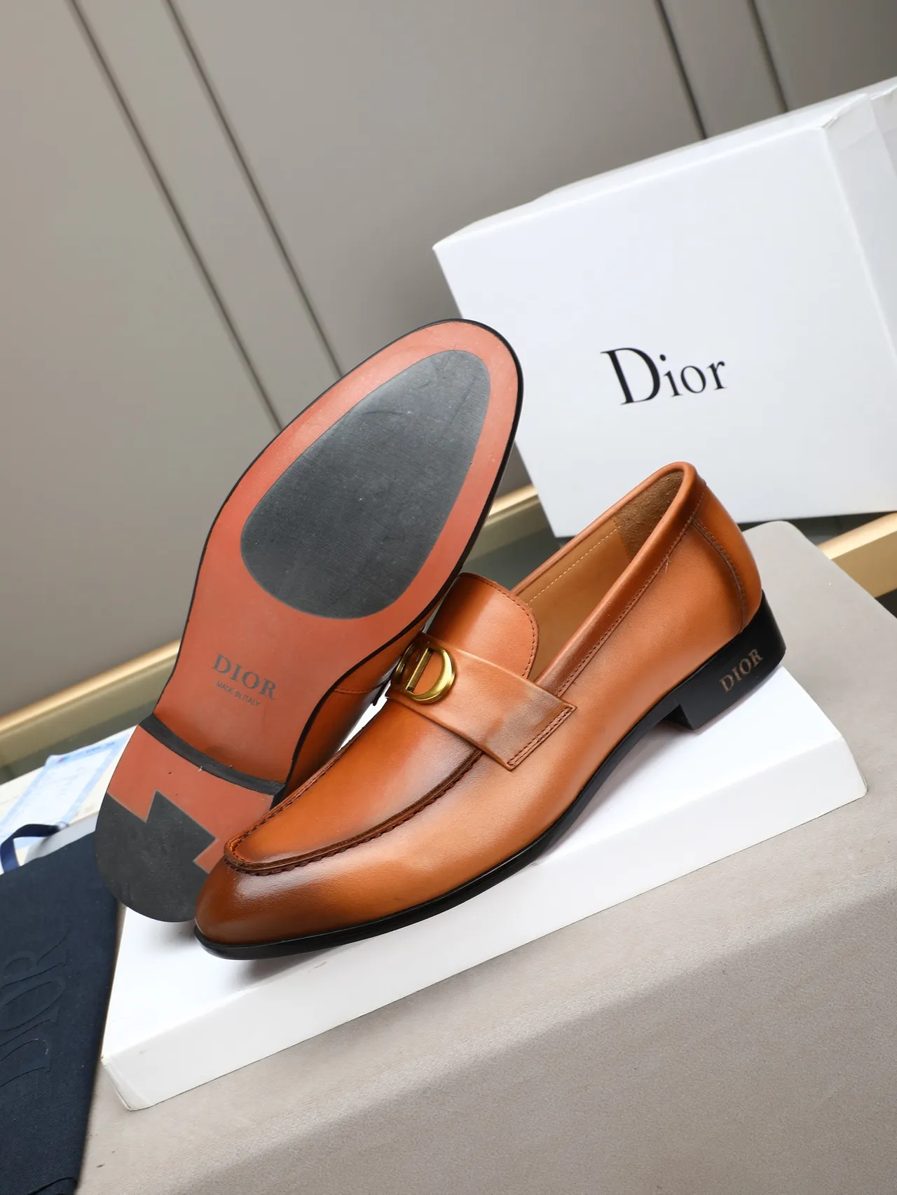 Dior Horsebit Loafer Tan Leather Slip-On Loafer 4