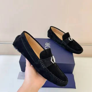 Dior J'Adior Black Silver Suede Oblique Metal Hardware Loafer