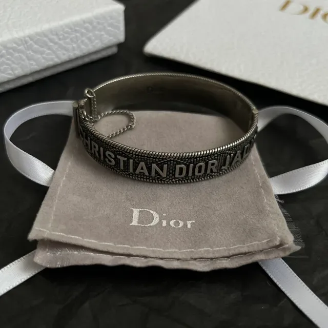 Dior J'adore Engraved Silver Cuff Bracelet 2