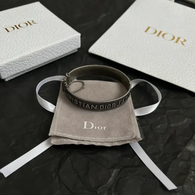 Dior J'adore Engraved Silver Cuff Bracelet 6