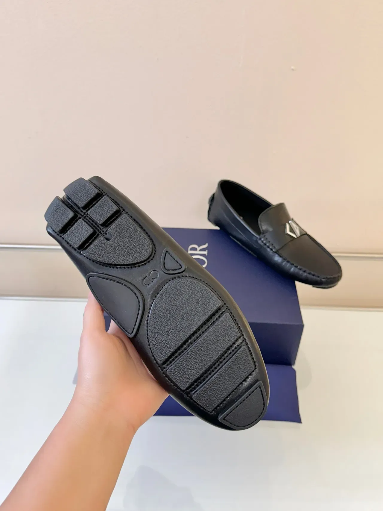 Dior Jardin Oblique Loafer Black Leather Metal Plaque Loafers 5
