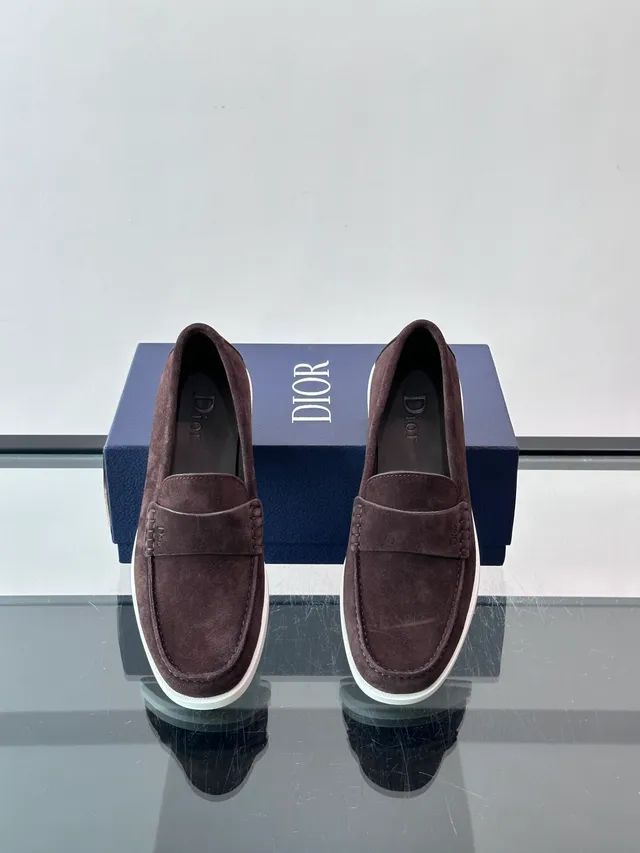 Dior Loafer Brown White Suede Upper Penny Strap Loafer 4