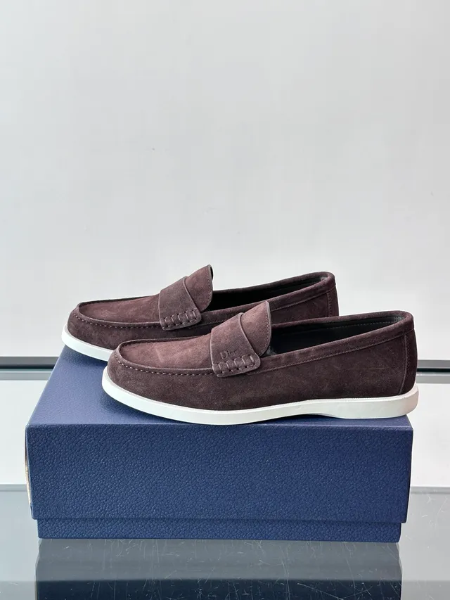 Dior Loafer Brown White Suede Upper Penny Strap Loafer 5